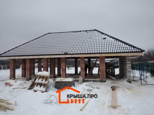 Монтаж натуральной черепицы на четырёх скатах 126 кв. м за две недели в мороз — объект №124 - Фотография 28