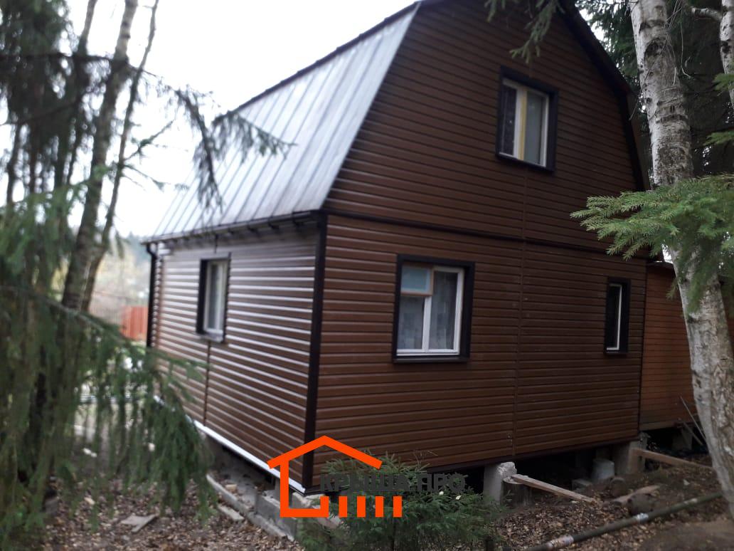 Обшивка дачного дома сайдингом «дуб светлый» на 86 м² за 6 дней — объект №97 - Фото 6 Монтаж сайдинга на утеплённый фасад дачного дома в СНТ Союз