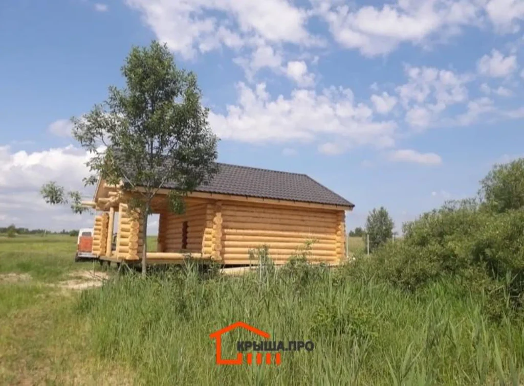 Крыша для бани из оцилиндрованного бревна в СНТ «Рузский мыс» за неделю — объект №93 - Фото 10 Баня из бревна с новой крышей из металлочерепицы на участке в СНТ